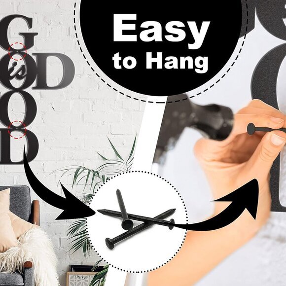 God is Good Metal Signs Decor, Black Metal Cross God is Good Sign Wall Decor - Picture 4 of 9